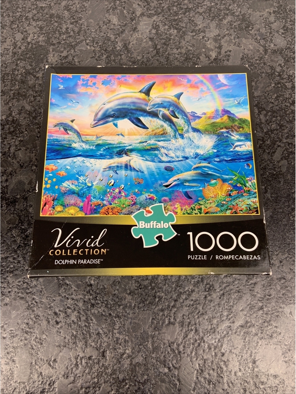 Buffalo Dolphin Paradise Vivid 1000 Piece Puzzle Dolphins Below & Above the Sea